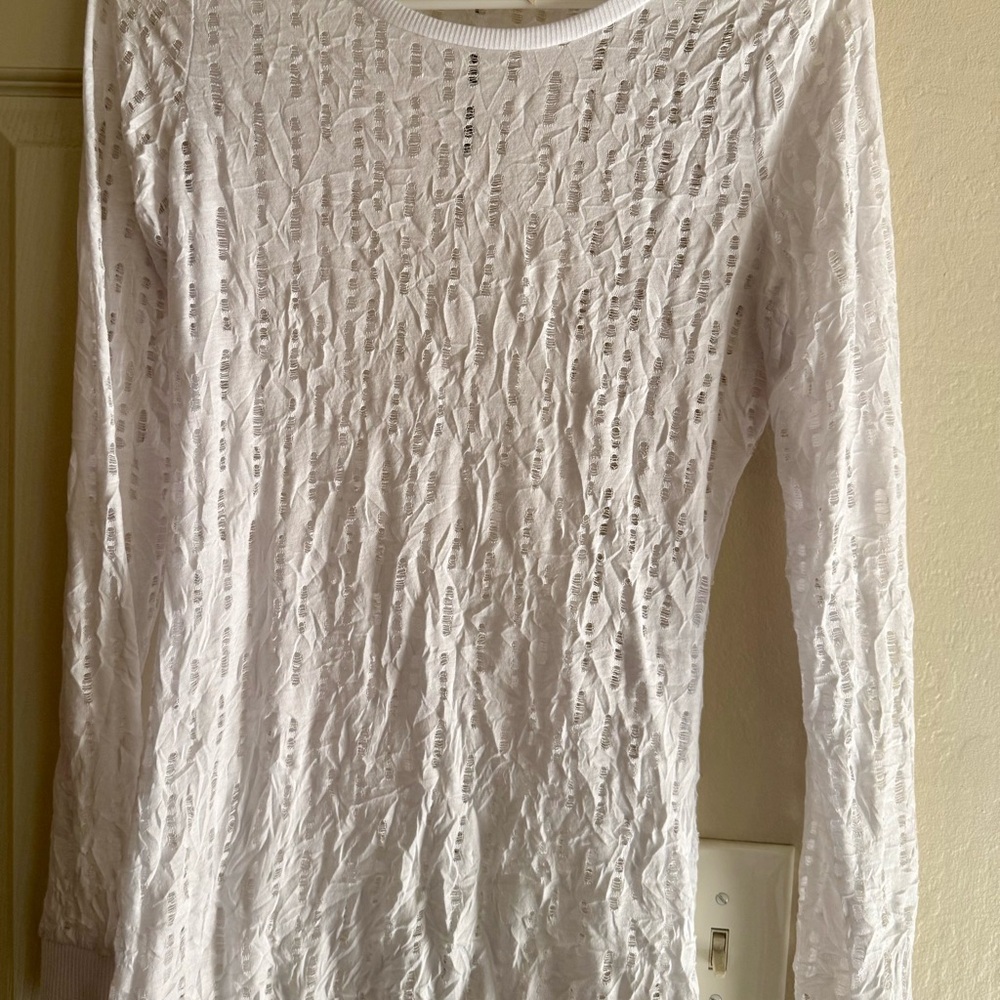 BKE White Textured Long Sleeve Top
